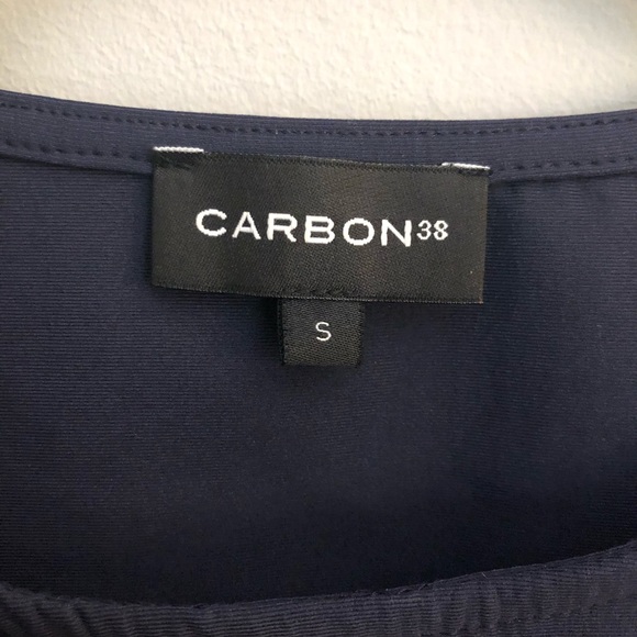 Navy Cold Shoulder Ruffle Crop Top by Carbon38 - Picture 5 of 5